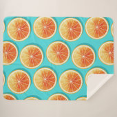 青のオレンジ色のスライス シェルパブランケット (正面(横))