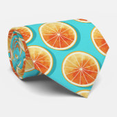 青のオレンジ色のスライス ネクタイ (ロール)