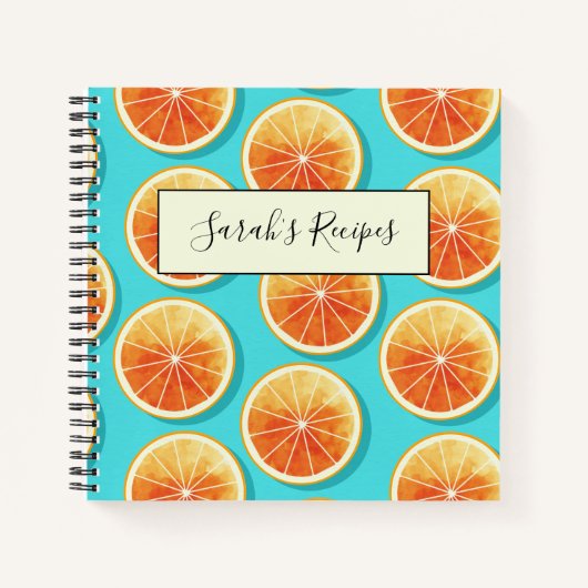 青のオレンジ色のスライス ノートブック (正面)