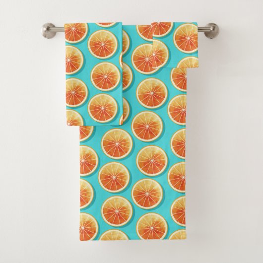 青のオレンジ色のスライス バスタオルセット (インサイチュ)