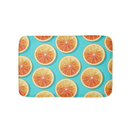 青のオレンジ色のスライス バスマット