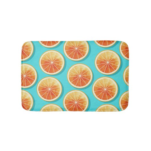 青のオレンジ色のスライス バスマット (正面)
