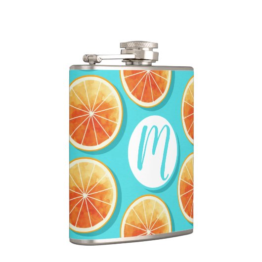 青のオレンジ色のスライス フラスク (右)