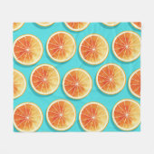 青のオレンジ色のスライス フリースブランケット (正面(横))