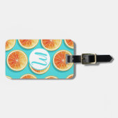 青のオレンジ色のスライス ラゲッジタグ (正面横)