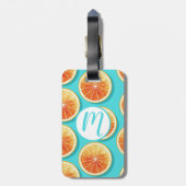 青のオレンジ色のスライス ラゲッジタグ (裏面縦)