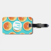 青のオレンジ色のスライス ラゲッジタグ (裏面横)