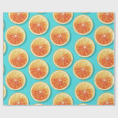 青のオレンジ色のスライス ラッピングペーパー (フラット)