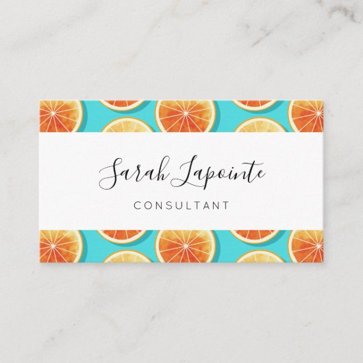青のオレンジ色のスライス 名刺 (正面)