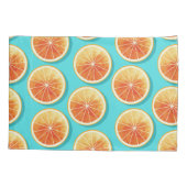 青のオレンジ色のスライス 枕カバー (裏面)