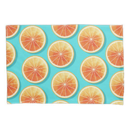 青のオレンジ色のスライス 枕カバー