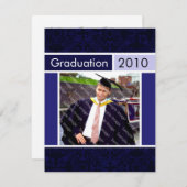 青のオープンハウスのパーティーの卒業の招待状 招待状 (正面/裏面)