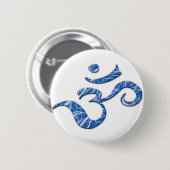 青のオームの記号ボタン 缶バッジ (正面&裏面)