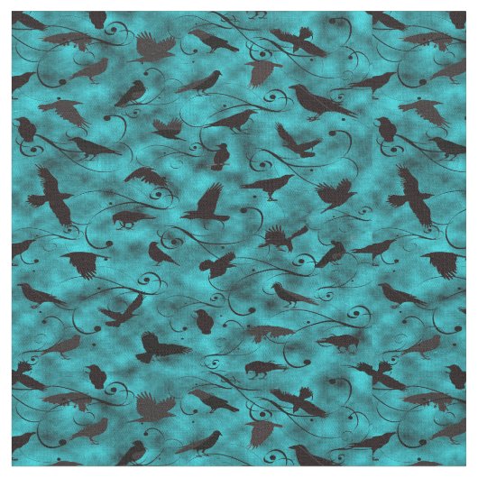 青のカラスの殺害 ファブリック (クローズアップ)