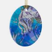 青のカラフルな抽象美術のオーナメント セラミックオーナメント (右)