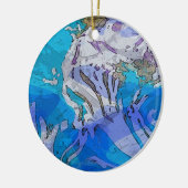 青のカラフルな抽象美術のオーナメント セラミックオーナメント (左)