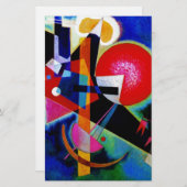 青のカンディンスキー抽象絵画 便箋 (正面/裏面)