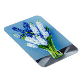 青のガラスの花瓶の白いヒヤシンス マグネット (右側)