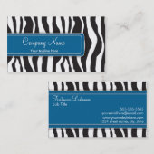 青のガーリーなシマウマのプリントの名刺 名刺 (正面/裏面)