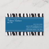 青のガーリーなシマウマのプリントの名刺 名刺 (裏面)