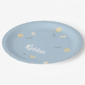 青のキッズパターン ペーパープレート (アングル)