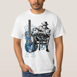 青のギターの人の精神音楽Tシャツ Tシャツ