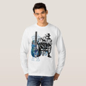 青のギターの人音楽Tシャツの長い袖 Tシャツ (正面フル)