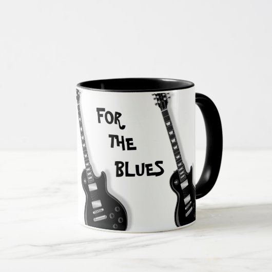 青のギターの陶磁器のマグの気分 マグカップ (正面右)