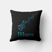 青のギターの黒音楽装飾用クッション クッション (裏面)