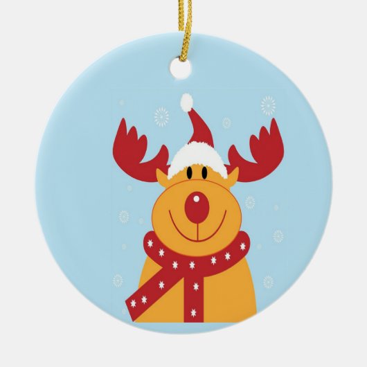 青のクリスマストナカイ セラミックオーナメント (正面)
