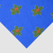 青のクリスマスホリーの装飾模様 薄葉紙 (詳細)