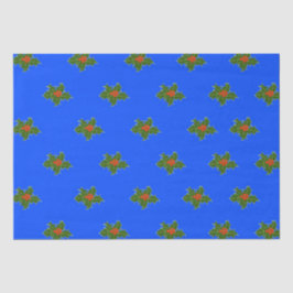 青のクリスマスホリーの装飾模様 薄葉紙