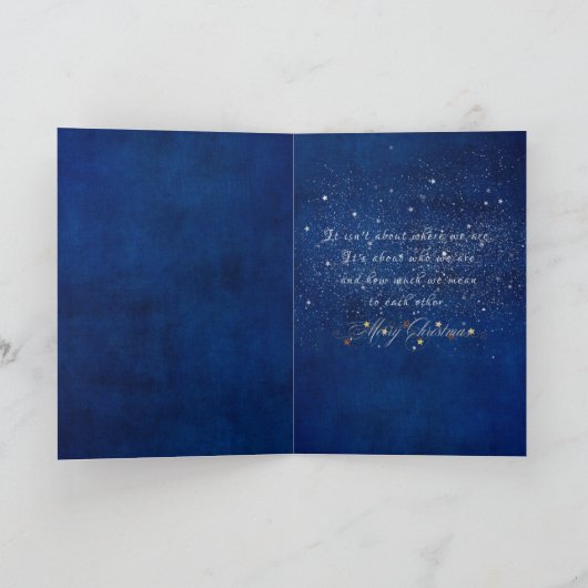 青のクリスマス家族の引用文 シーズンカード (内部)