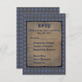 青のクローバーの金ゴールド 出欠カード (正面/裏面)