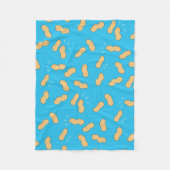 青のグラウンドナッツピーナッツ健康スナックパターン フリースブランケット (正面)