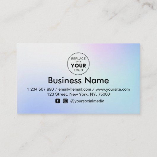 青のグラデーションあなたのロゴ割引を追加ミニマルガーリー ロイヤリティカード