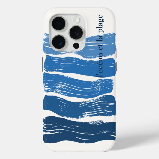 青のグラデーションで波を描くミニマリストアート, la plage Case-Mate iPhoneケース (裏面)
