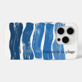青のグラデーションで波を描くミニマリストアート, la plage Case-Mate iPhoneケース (裏面 (横))