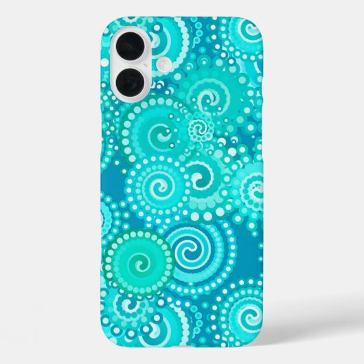 青のグラデーションのフラクタル渦巻き模様 Case-Mate iPhoneケース (裏面)