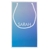 青のグラデーションのモノグラム スモールペーパーバッグ (裏面)