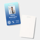 青のグラデーション2つのロゴの追加従業員ID バッジ (正面＆裏面)