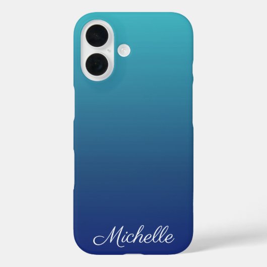 青のグラデーション オンブレ 名入れ Case-Mate iPhoneケース (裏面)