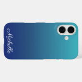 青のグラデーション オンブレ 名入れ Case-Mate iPhoneケース (裏面 (横))