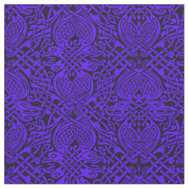 青のケルト族の鳥の織り方 ファブリック