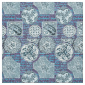 青のケルト族犬そして馬 ファブリック (見本)