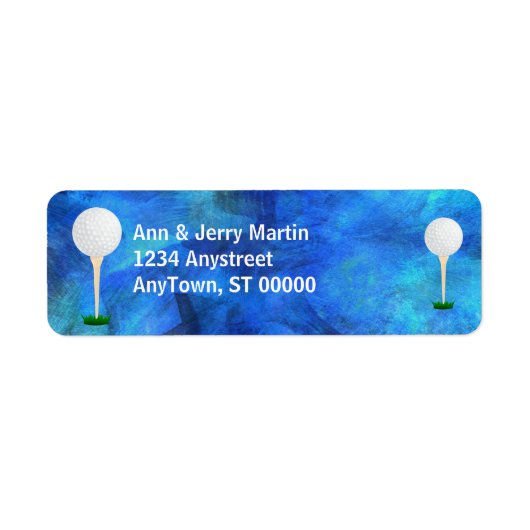 青のゴルファー用住所 シールゴルフボール ラベル (正面)