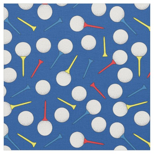 青のゴルフボールとティーのパターン ファブリック (クローズアップ)