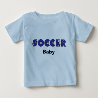 青のサッカーのベビー ベビーTシャツ