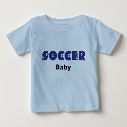 青のサッカーのベビー ベビーTシャツ (正面)