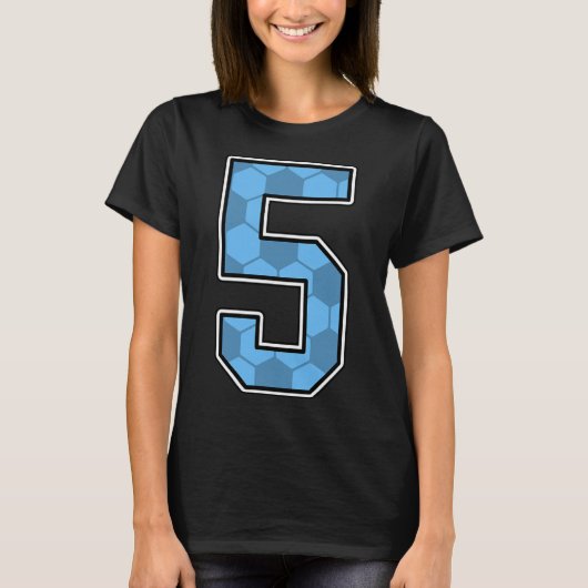 青のサッカーパターン5番ユニフォーム Tシャツ (正面)